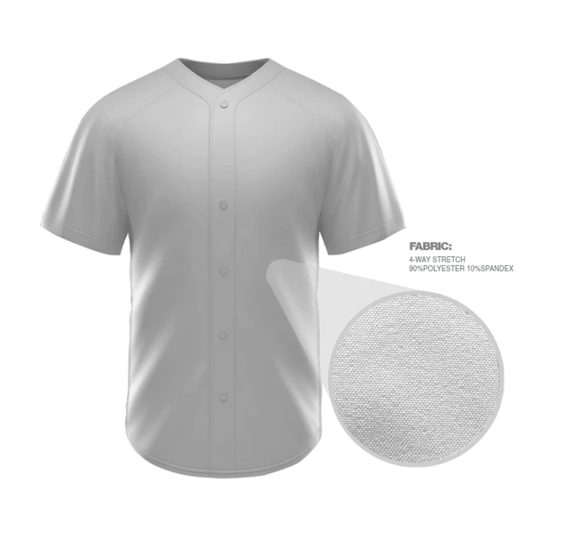 Mens Team Sports Printable Blank Baseball Jersey Collar Button Up