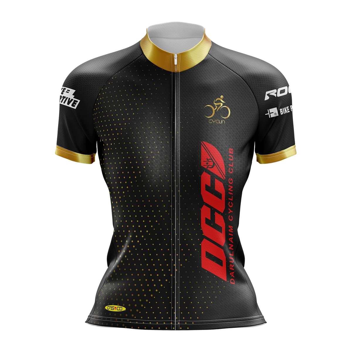 Custom-sublimated womens full zip short sleeve cycling jersey